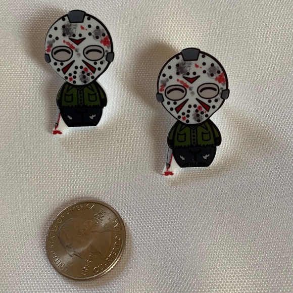 NWT. Handmade Jason Voorhees from the Horror Movies Friday the 13th Earrings! - Picture 2 of 2
